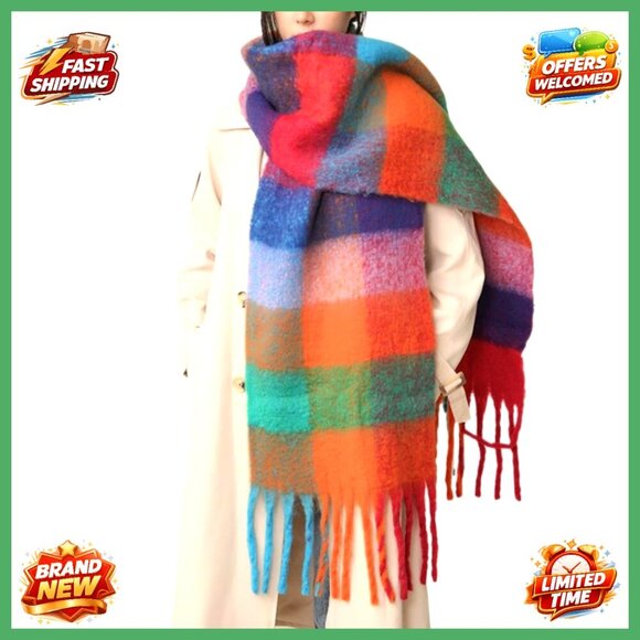 Accessories - Chunky Knit Oversized Scarf Shawl 100% Acrylic Warm Winter Accessory